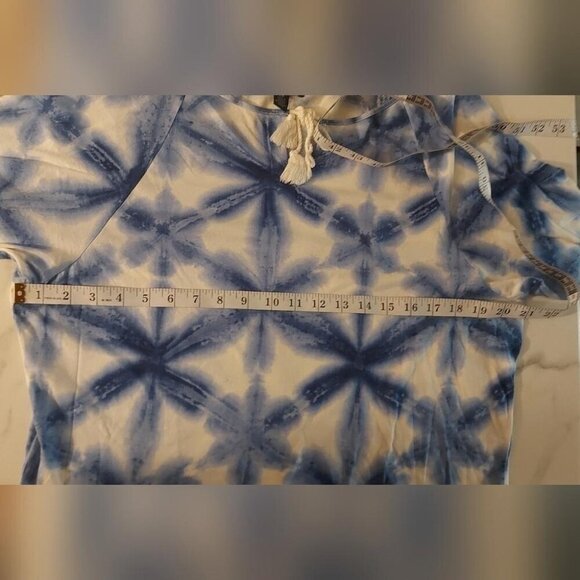Ralph Lauren Blue Tie-Dye Boho Blouse Cottagecore Bohemian Chic Coastal Cowgir - Picture 5 of 8